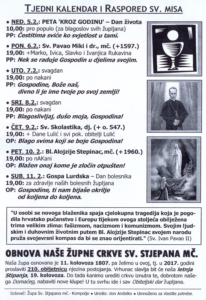 Tjedni župni listić MOJA ŽUPA