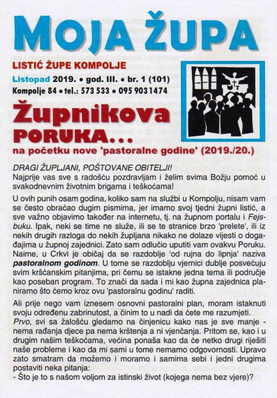 Župnikovo pismo župljanima na početku pastoralne godine